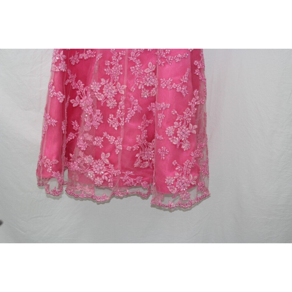 Vtg Cache Y2K Pink Sequin Floral Strapless Gown Dress 4 Formal Prom Fairycore - Picture 9 of 12